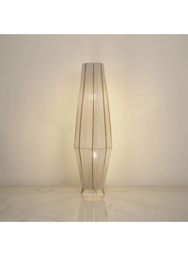 تبس هوم لمب مصباح أرضي من خيوط المكرميه بلون اوف وايت بوهيمي لديكور المنزل - Image 3